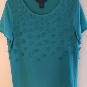 Investments Turquoise Flowers Top with Tank NEW!